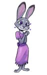 alpha_channel anthro barefoot biped clothed clothed_anthro clothed_female clothing digital_drawing_(artwork) digital_media_(artwork) dipstick_ears disney dress ear_markings feet female fully_clothed fully_clothed_anthro fully_clothed_female fur grey_body grey_fur judy_hopps lagomorph leporid mammal multicolored_ears purple_clothing purple_dress purple_eyes rabbit simple_background smile solo standing theblueberrycarrots transparent_background zootopia