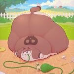 1:1 2025 absurd_res ambrosia_(ridiculouscake) animal_humanoid anthro badminton_racket belly belly_expansion big_belly big_butt brown_body brown_fur butt butt_expansion cat_tail detailed_background duo expansion felid female fur fur_markings gloves_(marking) hi_res hose hose_in_mouth hose_inflation huge_belly huge_butt huge_hips huge_thighs humanoid hyper hyper_belly hyper_butt hyper_inflation immobile inflation liquid_inflation louise_thrushwood mammal mammal_humanoid markings mouse mouse_tail murid murid_humanoid murine ridiculouscake rodent rodent_humanoid size_difference skull_(marking) tail thick_thighs tube water_inflation white_body white_fur wide_hips wood_mouse