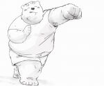  2022 anthro bottomwear clothing eyes_closed humanoid_hands kemono male mammal overweight overweight_male pommn_mn shirt shorts simple_background solo topwear ursid 