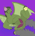 2_penises abyss_arts cel_shading dragon erection facial_hair feral fur furred_dragon furred_scalie genitals green_body green_pawpads grey_body grey_fur hi_res male multi_genitalia multi_penis mythological_creature mythological_scalie mythology pawpads paws penis presenting scalie shaded sideburns simple_background slit_penis solo spread_wings teeth wings