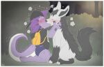 anthro blush claws clothing duo eyes_closed female feral generation_3_pokemon graedius_(artist) grass kissing kneeling male male/female mightyena night nintendo outside plant pokemon pokemon_(species) scalie side_view