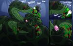 4_toes ambiguous_gender anaconda anthro anthro_on_feral bestiality boa_(snake) boinae cameron_(skunkdude13) dominant dominant_ambiguous dominant_feral duo erection eyes_closed feet feral genitals glans green_body green_scales green_tail hi_res jamearts kissing larger_feral lizard male male/ambiguous nude one_eye_closed penis pink_glans pink_penis reptile scales scalie shikan size_difference smaller_anthro snake soles submissive submissive_anthro submissive_male tail text toes white_text