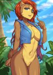  anthro archie_comics areola big_breasts blue_eyes blush breasts brown_body brown_nose cheek_tuft chest_tuft chipmunk clothing cloud countershade_torso countershading crotch_tuft detailed_background facial_tuft female gesture ground_squirrel hair inner_ear_fluff jacket light long_hair mammal mostly_nude navel plant pointing pointing_at_self portrait pose red_hair redjet00 rodent sally_acorn sciurid sega shrub smile solo sonic_the_hedgehog_(archie) sonic_the_hedgehog_(comics) sonic_the_hedgehog_(series) sunlight tan_body tan_countershading tan_face three-quarter_portrait topwear tree tuft 