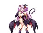  1girl breasts bridal_gauntlets cleavage demon_girl demon_horns demon_tail demon_wings detached_sleeves flower game_cg gold_trim hair_flower hair_ornament horns inoino kouyoku_senki_exs-tia large_breasts large_variant_set long_hair looking_at_viewer low_wings luxtia navel non-web_source official_art open_mouth pink_eyes pink_hair pointy_ears pubic_tattoo purple_eyes revealing_clothes showgirl_skirt single_horn solo tachi-e tail tattoo thighhighs tongue tongue_out transparent_background variant_set wings 