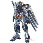  2025 absurdres char's_counterattack dated english_commentary fin_funnels gundam gundam_gquuuuuux highres machinery mecha mecha_focus mobile_suit no_humans nu_gundam original pravin_rao_santheran redesign robot science_fiction signature v-fin white_background yamashita_ikuto_(style) 