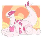 2018 aegis_(yuukari) ambiguous_gender animate_inanimate anthro archived_source blush blush_lines border bubblepuppers clean_diaper cute_fangs diaper diaper_creature fangs generation_2_pokemon geometric_background hi_res hypnosis legendary_pokemon looking_up lugia mind_control multicolored_body nintendo one_eye_obstructed open_mouth pink_body pokemon pokemon_(species) ringed_eyes shiny_pokemon side_view simple_background solo star tail teeth white_body white_border white_tail yuukari
