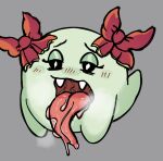 2024 accessory black_eyes blush blush_lines bodily_fluids boo_(mario) bow_ribbon dripping eyelashes fangs featureless_hands female ghost ghost_tail glistening glistening_eyelids glistening_tongue green_eyelids hair_accessory hair_bow hair_ribbon half-closed_eyes hi_res lady_bow long_tongue mario_bros narrowed_eyes nintendo not_furry open_mouth paper_mario red_blush red_bow red_hair_bow red_tongue ribbons saliva saliva_drip saliva_on_tongue saliva_string smogchelo solo sphere_creature spirit teeth tongue twin_bows twin_hair_bows white_sclera