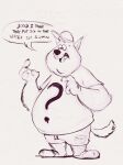  2022 anthro baddie_holly belly big_belly bottomwear canid canine canis clothing dialogue disney english_text gravity_falls hat headgear headwear hi_res male mammal overweight overweight_male shirt shorts simple_background solo soos text topwear wolf 