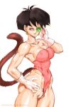  ass breasts dragon_ball glasses highres muscular pussy roundranchu seripa short_hair tail thick_thighs thighs toned wet 