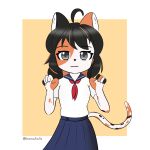  anthro clothing domestic_cat felid feline felis female hi_res japanese_school_uniform mammal manatails serafuku simple_background solo 