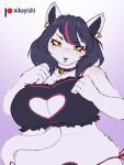  2022 3:4 bell bell_collar belly blush catti_(deltarune) choker chubby_anthro chubby_female clothed clothing collar crop_top deltarune domestic_cat ear_piercing embarrassed felid feline felis female heart_cutout hi_res inner_ear_fluff jewelry mammal necklace nikoblush piercing shirt shy skimpy slightly_chubby solo topwear tuft unamused undertale_(series) video_games yellow_sclera 