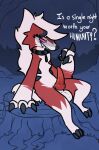  absurd_res canid canine canis countershading generation_7_pokemon genitals gesture hi_res knot looking_at_viewer lycanroc male mammal midnight_lycanroc nintendo penis pokemon pokemon_(species) sitting solo solo_focus thekoboldking video_games 