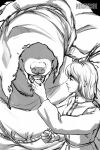  2022 anthro canid canine canis clergy clothing duo eating elden_ring female food fromsoftware gurranq_(elden_ring) hi_res human invalid_tag looking_at_mouth male male_anthro maliketh_(elden_ring) mammal monochrome nikoblush offering_food open_mouth robe shrouded_face sketch teeth video_games wolf 