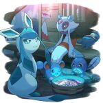  blue_eyes blue_fur blue_sclera chimecho closed_mouth colored_sclera fangs froslass glaceon house lying marill munchlax night no_humans on_back open_mouth pokemon pokemon_(creature) poliwag reflection sitting sleeping smile tail tree wataame4907 water yellow_sclera 