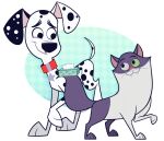 101_dalmatian_street 101_dalmatians black_ear black_nose black_spots canid canine canis collar dalmatian disney domestic_cat domestic_dog duo dylan_(101_dalmatians) fangs felid feline felis feral fur green_sclera grey_body grey_fur heterochromatic_ears heterochromatic_scleras higglytownhero male mammal multicolored_body multicolored_fur pink_inner_ear pink_nose red_collar spots teeth tissue_box two_tone_body two_tone_fur white_body white_fur white_spots yarnball_(fan_character)