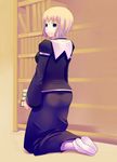  blonde_hair blue_eyes book kneeling library nun orsola_aquinas sdzo solo to_aru_majutsu_no_index 