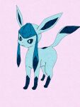 2020 3:4 ambiguous_gender eeveelution feral generation_4_pokemon glaceon hi_res kagura_0471 monotone_background nintendo pokemon pokemon_(species) raised_tail smile solo standing tail