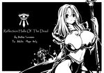  blush breasts cape cleavage engrish greyscale huge_breasts jaina_proudmoore lich_king monochrome nefarian ranguage staff warcraft world_of_warcraft 