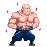  alex_louis_armstrong facial_hair fullmetal_alchemist johnny.w lowres male_focus muscle mustache pixel_art shirtless solo sparkle 