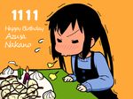  binary black_hair blowing blush cake candle chibi closed_eyes food happy_birthday hizaki_ryuuta k-on! nakano_azusa solo twintails 