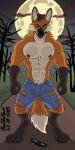 1:2 2025 4_fingers 4_toes abs anthro artist_name bared_teeth barefoot biceps big_chest big_muscles biped black_claws black_nipples black_nose bottomwear broad_shoulders broken_glasses brown_body brown_eyes brown_fur brown_markings canid canine cheek_tuft chin_tuft christhefurr claws clothed clothing countershade_face countershade_torso countershading curled_fingers dated destroyed_clothing digitigrade dipstick_ears dipstick_tail ear_markings eyewear facial_tuft feet finger_claws fingers fluffy fluffy_tail forest full_moon fur glasses glasses_on_floor gloves_(marking) grass head_tuft implied_growth implied_transformation leg_markings light looking_at_viewer male mammal mane maned_wolf markings moon moonlight multicolored_body multicolored_ears multicolored_fur muscular muscular_anthro muscular_male mythological_canine mythological_creature mythology neck_tuft night nipples orange_body orange_fur outside pants paws pecs plant sharp_teeth signature sky snout socks_(marking) solo standing tail tail_markings tan_body tan_fur tan_markings teeth text tight_bottomwear tight_clothing tight_pants toe_claws toes topless torn_bottomwear torn_clothing torn_pants tozu_(tozeus) tree tuft werecanid werecanine werecreature werewolf