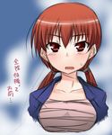  ashikaga_tamane bad_id bad_pixiv_id bandages blush musujime_awaki red_eyes red_hair sarashi solo sweat to_aru_majutsu_no_index translated twintails 