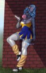  2022 5_fingers anthro blue_eyes blue_hair breasts clothed clothing digital_media_(artwork) eyebrows eyelashes female fingers hair hi_res looking_at_viewer reina. solo standing 