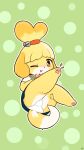 4k 9:16 absurd_res animal_crossing blush clothing female feral hi_res isabelle_(animal_crossing) nintendo pawpads solo spread_legs spreading underwear x_kemo