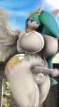  3d_(artwork) absurd_res animal_genitalia animal_penis anthro anthrofied big_breasts biped breasts crossgender digital_media_(artwork) equid equine equine_penis feathered_wings feathers female friendship_is_magic ftg_crossgender fti_crossgender genitals gynomorph hi_res horn intersex mammal my_little_pony nipples nude penis princess_celestia_(mlp) solo standing thick_thighs vladichslg wide_hips winged_unicorn wings 