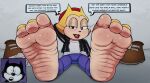 3_toes anthro beret big_feet black_body black_leather_jacket boots_removed bottomwear clothing denim denim_bottomwear denim_clothing dirty dirty_feet dmandestroys domestic_cat duo duo_in_panel english_text feet felid feline felis felix_the_cat felix_the_cat_(series) female foot_fetish fur hat headgear headwear hi_res imminent_worship implied_smelly_feet jeans lipstick makeup male male/female mammal pants red_lipstick sheba_beboporeba shirt smelly smelly_feet socks_removed solo_focus tan_body teasing text toes topwear white_clothing white_shirt white_topwear wrinkled_feet wrinkles yellow_body yellow_fur
