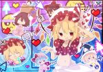  ? absurdres animal_ears blonde_hair blue_hair bow brown_hair closed_mouth cursor fang flandre_scarlet fumo_(doll) hair_between_eyes hair_bow hakurei_reimu hat hat_bow heart highres inaba_tewi internet_survivor kirisame_marisa large_bow mob_cap multicolored_wings navel niconico open_mouth pien pink_headwear polka_dot polka_dot_headwear polka_dot_shirt rabbit_ears red_bow red_eyes remilia_scarlet shirt side_ponytail skin_fang soru_(remonntteumai) tiktok_logo touhou white_headwear wings witch_hat youtube_logo yukkuri_shiteitte_ne 