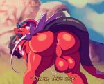  2022 animated anthro anus balls bent_over big_butt butt english_text generation_9_pokemon genitals koraidon legendary_pokemon looking_back male nintendo open_mouth outside penis pokemon pokemon_(species) rear_view solo tentabat text video_games 