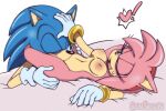  &lt;3 2022 amy_rose anthro bed blue_body blush blush_lines breasts clothing cunnilingus digital_drawing_(artwork) digital_media_(artwork) duo eulipotyphlan exclamation_point fangs female furniture gloves gloves_only green_eyes hand_on_head hand_on_leg hand_on_thigh handwear handwear_only hedgehog legs_around_head male male/female mammal mostly_nude nipples nude one_eye_closed open_mouth oral pink_body sega senshion sex sonic_the_hedgehog sonic_the_hedgehog_(series) vaginal 