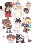  &gt;_o 2girls 4boys alternate_costume angel angel_wings animal_ears aubrey_(faraway)_(omori) aubrey_(omori) basil_(faraway)_(omori) basil_(omori) bell black_eyes black_hair black_shorts black_skirt blonde_hair blue_eyes blush bow bowtie bright_pupils brother_and_sister brothers brown_hair bug cat_ears chibi collar collared_shirt corrupted_twitter_file dark-skinned_male dark_skin demon_horns demon_wings double-parted_bangs fake_animal_ears fake_halo fake_horns fake_tail fake_wings fang flower flower_wreath ghost_costume hair_between_eyes hair_bow halloween_costume halo hat head_wreath hero_(faraway)_(omori) hero_(omori) highres horns index_finger_raised iomor_snuuy jiangshi_costume kel_(faraway)_(omori) kel_(omori) long_hair long_sleeves looking_at_viewer low_twintails mari_(faraway)_(omori) mari_(omori) mini_hat mini_top_hat multiple_boys multiple_girls neck_bell omori one_eye_closed open_mouth pink_bow pleated_skirt purple_bow purple_bowtie red_collar shirt short_sleeves shorts siblings sidelocks simple_background skirt smile socks spider sunny_(omori) suspender_shorts suspenders tail top_hat twintails white_background white_hat white_pupils white_shirt white_socks wings wolf_ears wolf_tail 