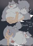 2025 4th_orcaoid anthro balls belly big_belly bodily_fluids canid canine canis censored cum duo ejaculation erection genital_fluids genitals hi_res kemono male male/male mammal moobs nipples overweight overweight_male penis sex wolf