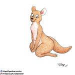 3_toes brown_body brown_fur butt disney feet female fur hi_res kanga kangaroo looking_at_viewer macropod mammal marsupial open_mouth open_smile patreon patreon_artist patreon_logo patreon_username sitting sitting_on_ground smile smiling_at_viewer solo spread_legs spreading text toes traditional_media_(artwork) url winnie_the_pooh_(franchise) yordraw