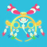  blue_background carrot_boi chimecho closed_mouth colored_sclera full_body happy highres looking_at_viewer mega_chimecho mega_pokemon no_humans pokemon pokemon_(creature) pokemon_focus pokemon_legends:_z-a simple_background smile solo wind_chime yellow_eyes yellow_sclera 