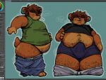 anthro belly_overhang bottomwear bottomwear_down boxer_briefs boxers_(clothing) bulge clothed clothing cricetid denim denim_bottomwear denim_clothing hamster heterochromia jeans loaffer_(artist) male mammal overweight overweight_male pants pants_down partially_clothed rodent solo underwear