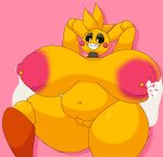  animatronic anthro areola avian beakless big_breasts bird black_sclera bodily_fluids breasts chicken chip_at_night female five_nights_at_freddy&#039;s five_nights_at_freddy&#039;s_2 galliform gallus_(genus) genitals hands_behind_head hi_res huge_breasts huge_thighs lactating machine milk navel nipple_piercing nipples non-mammal_breasts nude overweight overweight_anthro overweight_female phasianid piercing pink_areola pink_nipples pussy robot scottgames smile solo thick_thighs toy_chica_(fnaf) video_games white_eyes yellow_body 
