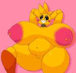  animatronic anthro areola avian beakless big_breasts bird black_sclera breasts chicken chip_at_night female five_nights_at_freddy&#039;s five_nights_at_freddy&#039;s_2 galliform gallus_(genus) genitals hands_behind_head hi_res huge_breasts huge_thighs machine navel nipple_piercing nipples non-mammal_breasts nude overweight overweight_anthro overweight_female phasianid piercing pink_areola pink_nipples pussy robot scottgames smile solo thick_thighs toy_chica_(fnaf) video_games white_eyes yellow_body 