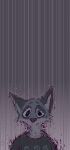 blue_body blue_fur bust_portrait canid canine canis clothing coyote demensa digital_media_(artwork) domestic_dog emil_(demensa) expressionless fur grey_clothing grey_shirt grey_topwear male mammal pixel_(artwork) portrait raining shirt solo topwear