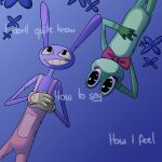 4_fingers absurd_res amphibian anthro bow_tie duo female field fingers flower frog glitch_productions hand_behind_head hand_on_chest hi_res jax_(tadc) lagomorph leporid looking_at_another looking_up lying lyrics male mammal membrane_(anatomy) on_back pie_cut_eyes plant rabbit resting ribbit_(tadc) screaming_alice smile text the_amazing_digital_circus webbed_hands