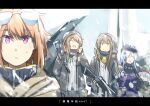 404_logo_(girls&#039;_frontline) 5girls armband breasts brown_hair g11_(girls&#039;_frontline) girls&#039;_frontline grey_hair grizzly_mkv_(girls&#039;_frontline) gun h&amp;k_ump hk416_(girls&#039;_frontline) jacket long_hair multiple_girls non-web_source open_mouth scar scar_across_eye scar_on_face short_hair skirt submachine_gun teardrop ump45_(girls&#039;_frontline) ump9_(girls&#039;_frontline) weapon xinhao yellow_armband 