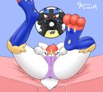  absurd_res anthro bed camera cinderace duo female fur furniture generation_4_pokemon generation_8_pokemon genitals hi_res lucario male mr_fuwa nintendo paws photo pokemon pokemon_(species) pose pussy red_body red_eyes red_fur simple_background spikes spread_pussy spreading video_games white_body white_fur yellow_body yellow_fur 