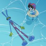 4_fingers absurd_res anthro clothing cross-eyed duo female fingers glitch_productions hi_res humanoid jax_(tadc) lagomorph leporid looking_at_another male mammal mouthless pattern_clothing pattern_topwear pomni_(tadc) pool_float rabbit screaming_alice sea striped_clothing striped_topwear stripes swimming_trunks swimwear the_amazing_digital_circus topwear underwater water worried