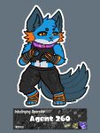 agent_3_(splatoon_3) anthro black_clothing black_shirt black_sweatpants black_tank_top black_topwear blue_body blue_fur canid canine canis chibi clothing countershading feet fighting_pose fin fist food foot_wraps fruit fur generation_3_pokemon grey_background hand_wraps head_tuft hi_res hybrid male mammal navel nintendo orange_eyes orange_gills orange_nose orange_pawpads outline pawpads persim_berry persim_scarf plant pokemon pokemon_(species) pokemon_berry pose serious_face shirt simple_background solo splatoon stormiehills swampert tail tail_fin tank_top topwear torn_clothing tuft white_body white_countershading white_outline wolf wraps xevy