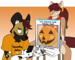 2023 accessory african_wild_dog animated anthro belly big_belly black_body black_fur bodypaint bottomwear brown_body brown_fur brush canid canine cellphone chair clothed clothing duo dustin_(zenzzohyr) electronics english_description english_text eyes_closed female fur furniture gradient_background hair hair_accessory hair_tie halloween hi_res holding_brush holding_cellphone holding_object holding_paintbrush holding_phone holding_smartphone holidays jack-o&#039;-lantern male male/female mammal multicolored_body multicolored_fur narrowed_eyes on_chair orange_background paintbrush painting_body phone pink_nose ponytail pregnant pregnant_anthro pregnant_female pumpkin_belly raised_clothing raised_shirt raised_tank_top raised_topwear red_hair romantic romantic_couple sasha_(zenzzohyr) shirt shorts simple_background sitting sitting_on_chair smartphone smile smiling_at_viewer story story_in_description t-shirt tail tail_motion tailwag tank_top text text_on_clothing text_on_shirt text_on_topwear tied_hair topwear white_body white_fur zenzzohyr