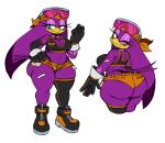 2025 5_fingers anthro armwear avian bandage beak big_breasts big_butt bird black_clothing black_crop_top black_footwear black_gloves black_handwear black_shirt black_shoes black_socks black_thong black_topwear black_underwear blue_eyes blush blush_stickers bottomwear breasts butt cleavage clothed clothing crop_top elbow_gloves eyelashes eyeshadow eyewear eyewear_on_head feathers female fingers footwear gem gem_necklace gloves hair hand_on_hip handwear headgear headkerchief headwear hi_res hirundinid hotpants huge_butt huge_hips jewelry kerchief legwear long_eyelashes looking_at_viewer makeup markings midriff minishorts multiple_angles navel necklace one_eye_closed one_sock_on orange_bottomwear orange_clothing orange_headkerchief orange_kerchief orange_shorts oscine passerine purple_body purple_eyeshadow purple_eyewear purple_feathers purple_hair purple_sunglasses sega shirt shorts simple_background smile smiling_at_viewer socks solo sonic_riders sonic_the_hedgehog_(series) sssonic2 sunglasses sunglasses_on_head swallow_(bird) tail tail_feathers thick_thighs thigh_highs thigh_socks thong topwear unbuttoned_shorts underwear wave_the_swallow white_background wide_hips wink winking_at_viewer yellow_beak zipper