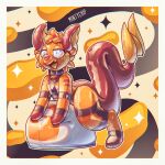 2025 abstract_background animate_inanimate anthro bdsm big_tail blue_eyes bondage bound brown_body brown_markings brown_nose brown_tail bulge collar digital_drawing_(artwork) digital_media_(artwork) dipstick_tail eye_roll featureless_hands generation_1_pokemon glistening glistening_body glistening_latex hi_res humping inflatable krita_(artwork) latex latex_body living_inflatable lock_symbol looking_pleasured male mammal markings mintychipart mouse multicolored_body murid murine nintendo null null_bulge permanent pokemon pokemon_(species) raichu rodent rubbermon solo squish tail tail_markings yellow_body yellow_cheeks yellow_tail_tip