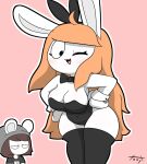 2022 anthro breasts chinchilla chinchillid cleavage clothed clothing duo female hi_res lagomorph legwear leporid looking_at_viewer male mammal rabbit rodent skimpy solo thick_thighs thigh_highs tina_(tonytoran) tony_(tonytoran) tonytoran wide_hips 